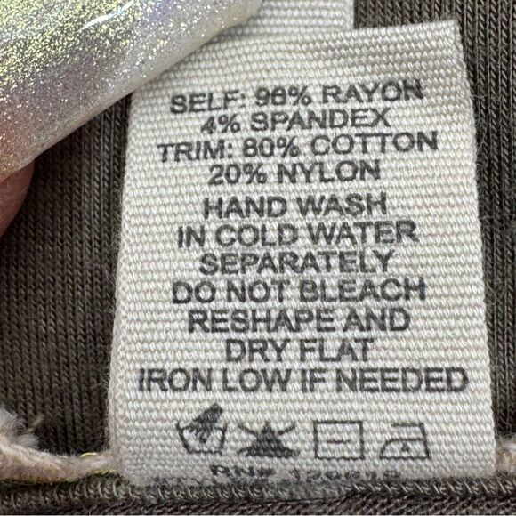 Gimmicks by BKE Buckle Boho Lace Trim Cardigan Duster Olive Green Small - Picture 10 of 11